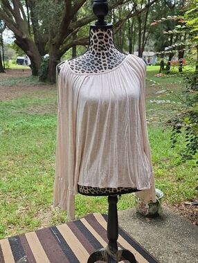 Copper Key Women's Beige One-Shoulder Long Sleeve Tunic